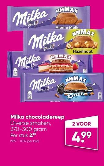 Big Bazar Milka chocoladereep aanbieding