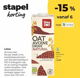 Bio Planet Lima haverdrink natuur 1L aanbieding