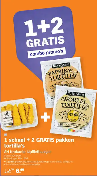 Albert Heijn AH krokante kipfillethaasjes + gratis pakken tortilla's aanbieding