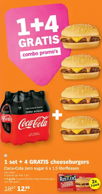 Albert Heijn Coca -cola zero sugar 6x1.5 literflessen + 4 gratis cheeseburgers aanbieding