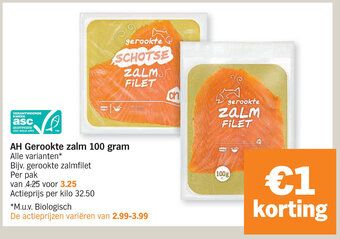 AH gerookte zalm 100 gram