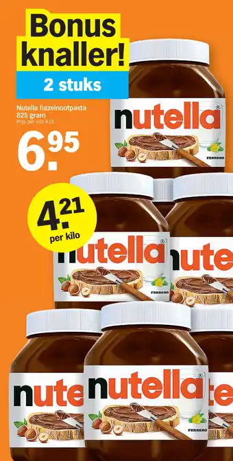 Albert Heijn Nutella hazelnootpasta 825 gram aanbieding