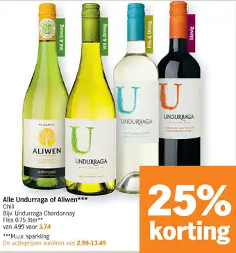 Albert Heijn Undurraga of aliwen0.75 liter aanbieding