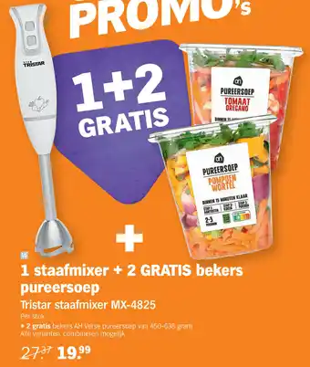 Albert Heijn Tristar staafmixer MX-4825 +2 gratis bekers ah verse pureesoep aanbieding