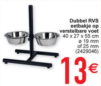 Cora Dubbel RVS eetbakje op verstelbare voet aanbieding