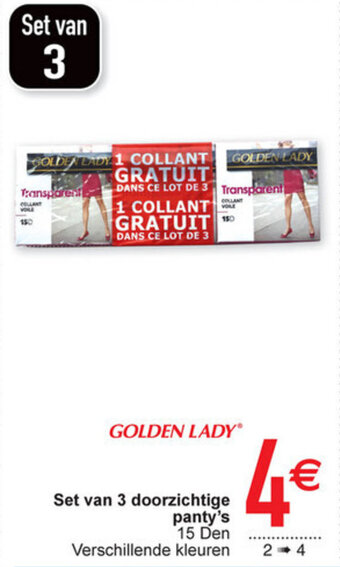 Cora Golden Lady Set van 3 doorzichtige panty's aanbieding