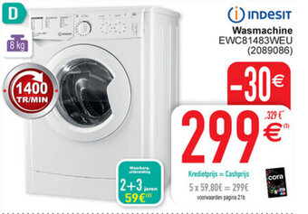 Cora Indesit Wasmachine EWC81483WEU aanbieding