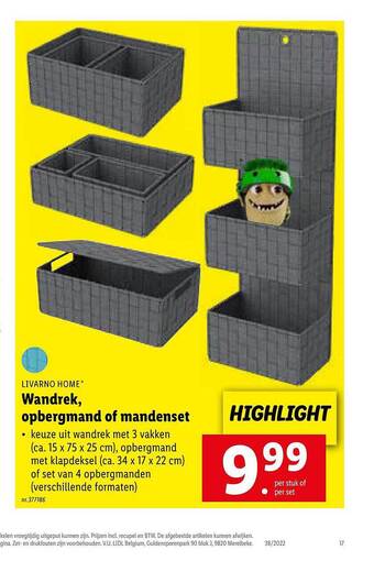 Lidl Wandrek, opbergmand of mandenset aanbieding
