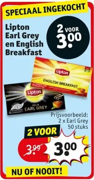 Kruidvat Lipton earl grey en english breakfast earl grey aanbieding