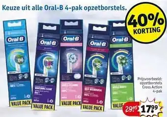 Kruidvat Kueze uit alle Oral-B 4-pak Opzetborstels cross action aanbieding