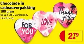 Kruidvat Chocolade in cadeauverpakking 100 gram aanbieding