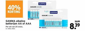 Gamma alkaline batterijen aa of aaa