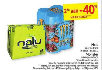 Intermarché Nalu energiedrank, monster aanbieding