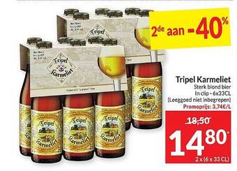 Intermarché Tripel karmeliet sterk blond bier aanbieding