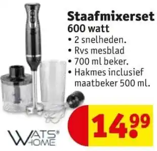Kruidvat Watshome staafmixerset 600 watt aanbieding