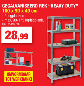 Hubo Gegalvaniseerd Rek Heavy Duty 180 x 90 x 40cm aanbieding