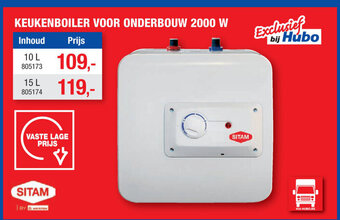 Hubo Keukenboiler Voor Onderbouw 2000W 10L aanbieding