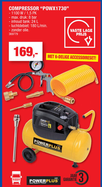 Hubo Powerplus Compressor "POWX1730" aanbieding