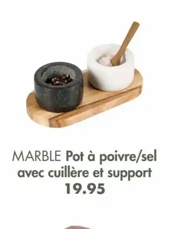 Marble pot a poivre/sel avec cuillere et support