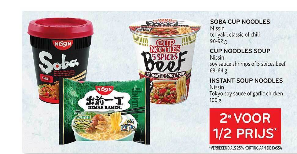Soba cup noodles, cup noodles soup, instant soup noodles promotie bij Alvo