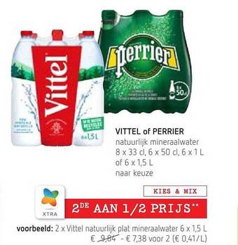 Spar Colruyt Vittel of perrier natuurlijk mineraalwater aanbieding