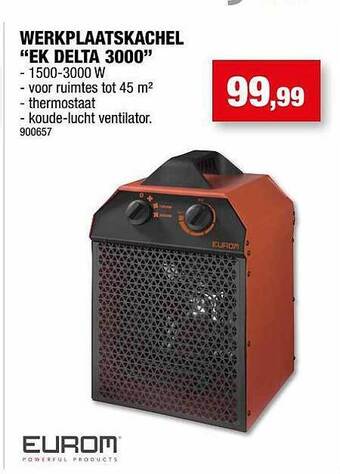 Hubo Werkplaatskachel ek delta 3000 aanbieding