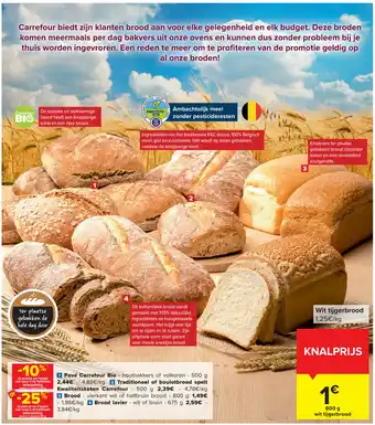 Carrefour Market Pave Carrefour Bio, Traditioneel of boulotbrood spelt, Kwaliteitsketen Carrefour, Brood, Brood lavier aanbieding