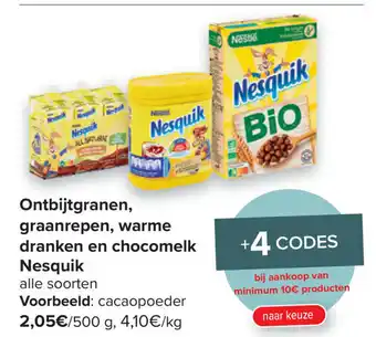 Carrefour Market Ontbijtgranen, graanrepen, warme dranken en chocomelk Nesquik aanbieding