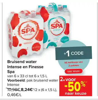 Carrefour Market Bruisend water Intense en Finesse Spa aanbieding