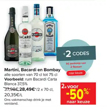 Carrefour Market Martini, Bacardi en Bombay aanbieding