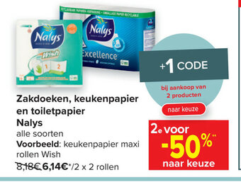 Carrefour Market Zakdoeken, keukenpapier en toiletpapier Nalys aanbieding