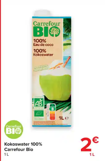 Carrefour Market Kokoswater 100% Carrefour Bio aanbieding