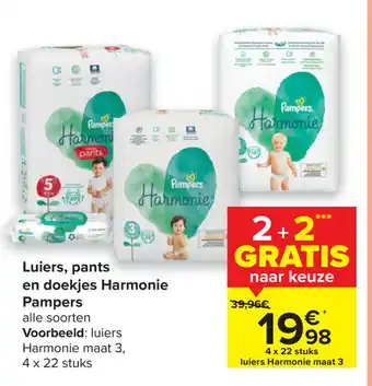Carrefour Market Luiers, pants en doekjes Harmonie Pampers aanbieding