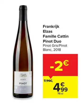 Carrefour Market Frankrijk Elzas Famille Cattin Pinot Duo aanbieding