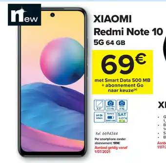 Carrefour Market Xiaomi Redmi Note 10 5G 64GB aanbieding