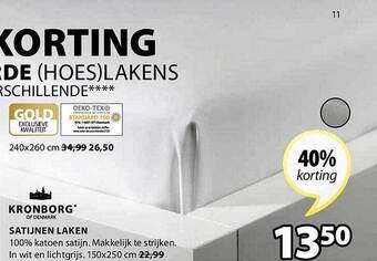 Jysk Satijnen laken aanbieding