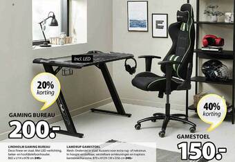 Jysk Gaming bureau, gamestoel aanbieding