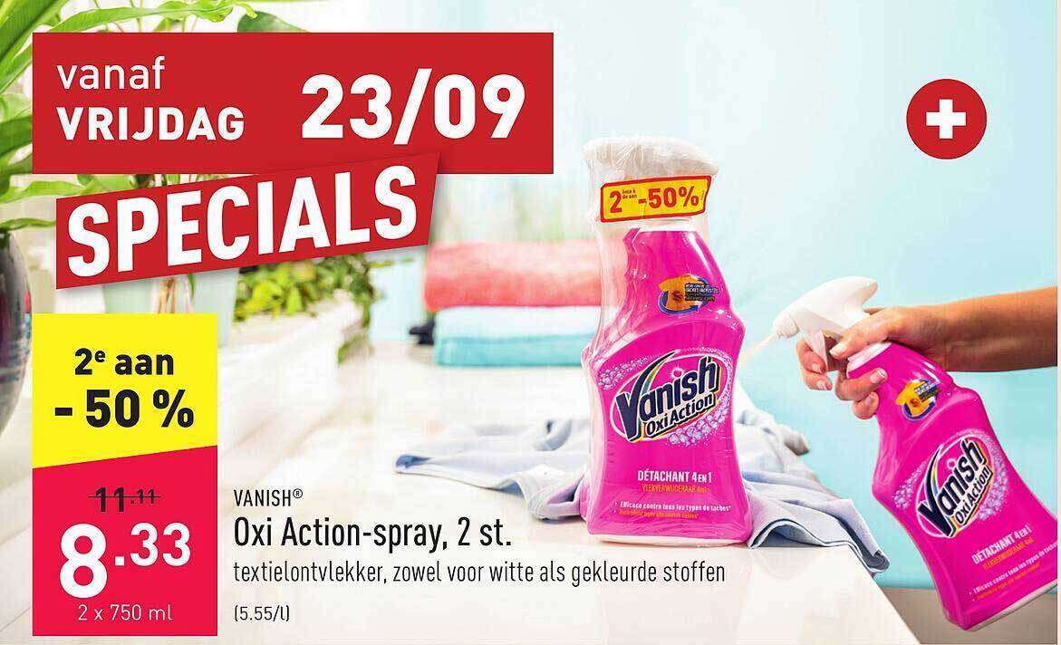 Vanish oxi actionspray, 2 st promotie bij ALDI