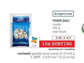 Spar Colruyt Fisker daily scampi aanbieding