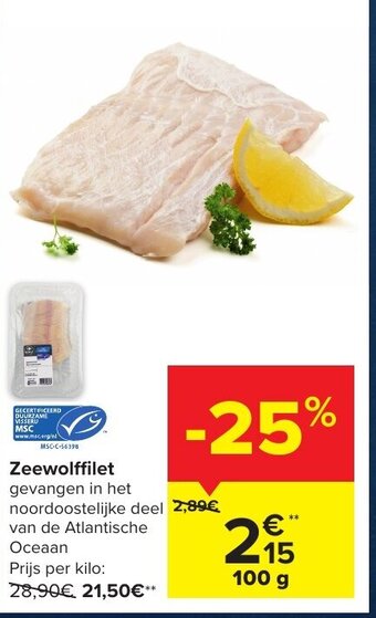 Carrefour Market Zeewolffilet 100G aanbieding