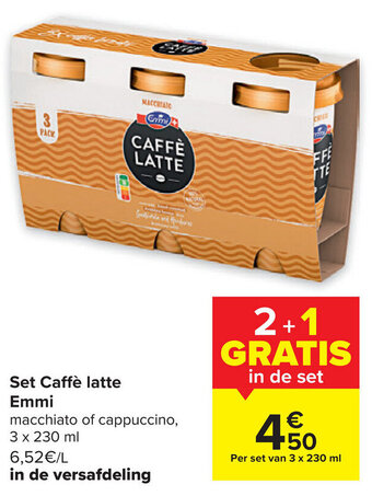 Carrefour Set Caffe latte Emmi aanbieding