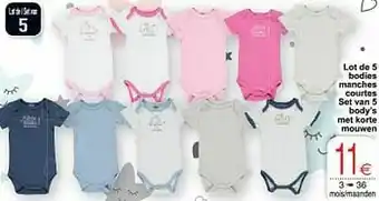 Cora Lot de 5 bodies manches courtes set van 5 body`s met korte mouwen aanbieding