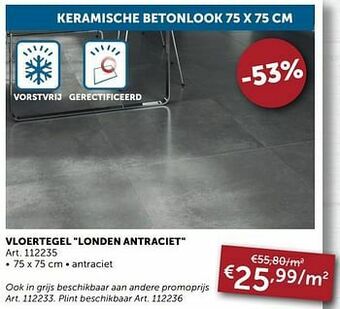 Zelfbouwmarkt Vloertegel londen antraciet aanbieding
