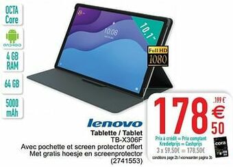 Cora Lenovo tablette - tablet tb-x306f aanbieding