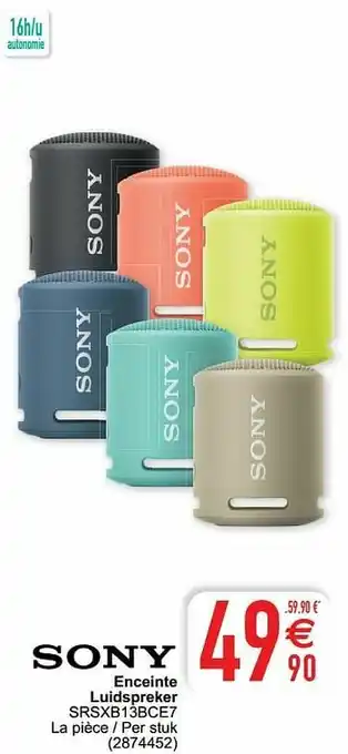 Sony enceinte luidspreker srsxb13bce7