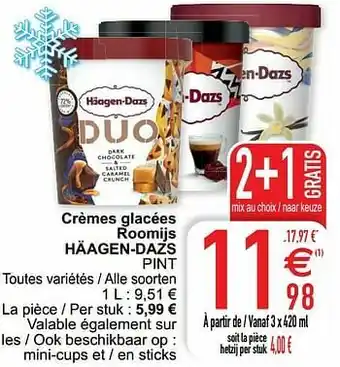 Cora Crèmes glacées roomijs häagen-dazs pint aanbieding