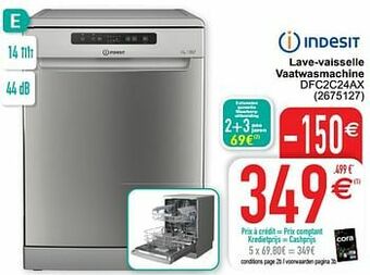 Cora Indesit lave-vaisselle vaatwasmachine dfc2c24ax aanbieding