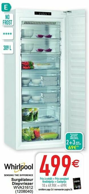 Cora Whirlpool surgélateur diepvriezer wva31612 aanbieding