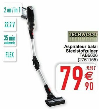 Cora Techwood aspirateur balai steelstofzuiger tab6626 aanbieding