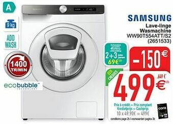 Cora Samsung lave-linge wasmachine ww90t554att-s2 aanbieding